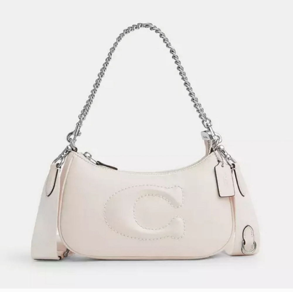 New! Teri Shoulder Bag with Signature Quilting in Silver/Chalk